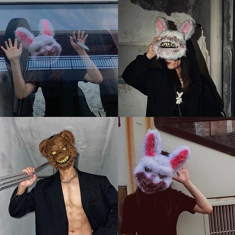 Mặt Nạ Hóa Trang Halloween Hình Gấu Teddy / Thỏ Đẫm Máu