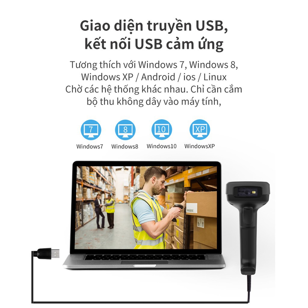 Máy Quét Mã Vạch Deli Chính Hãng - Kết Nối USB, Độ Phân Giải Cao - Phù Hợp Cho Bán Hàng E14953W / E14953 / E14952