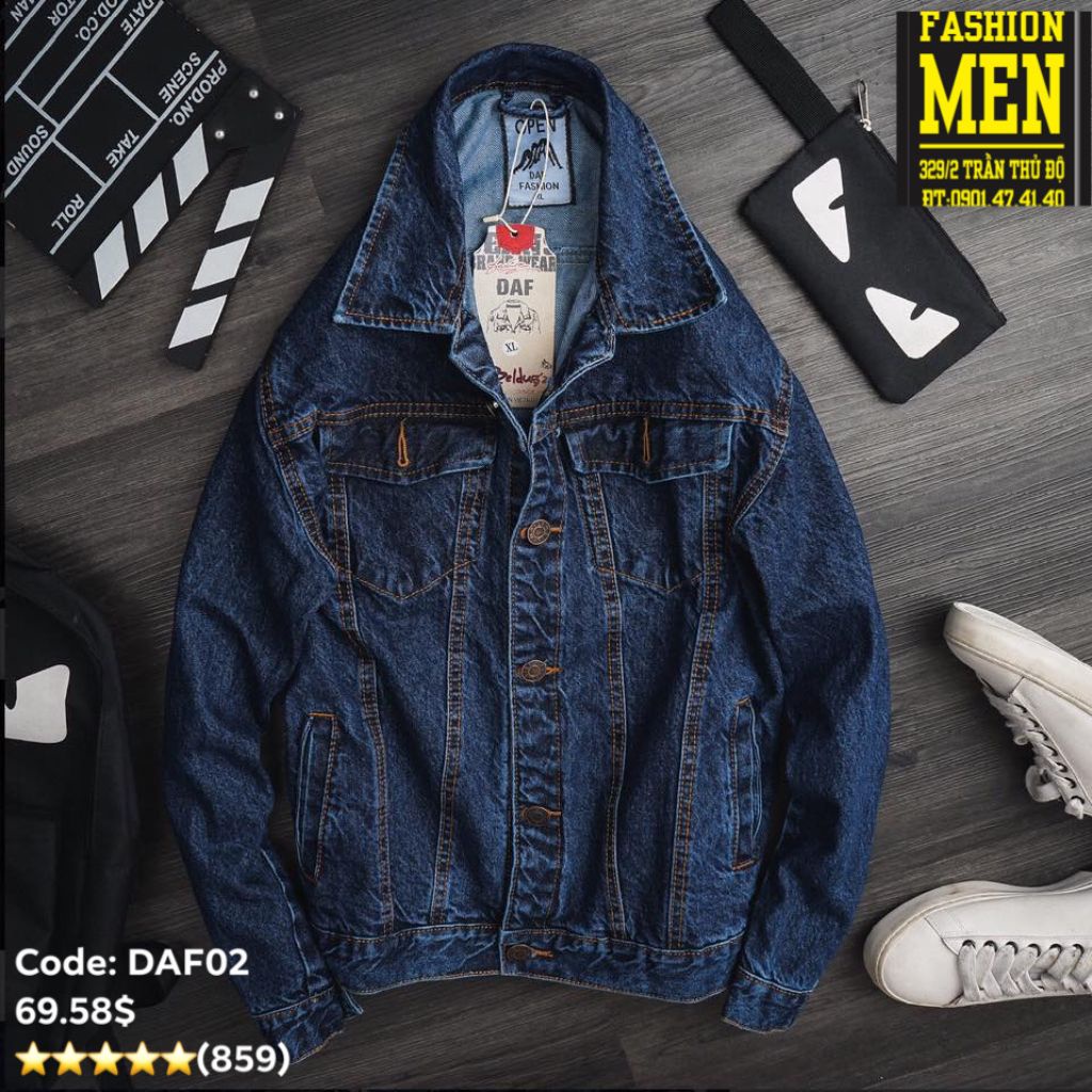 Áo Khoác Jean Nam Trung Niên, Hàng Cao Cấp ,Chất Vải Cotton Chuẩn Loại 1, Áo Bò Nam Trung Niên ,BIGSIZE 95Kg