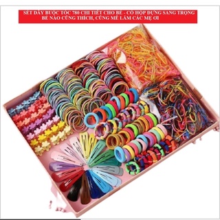 Có hộp - set 780 chi tiết cột kẹp tóc cho bé
