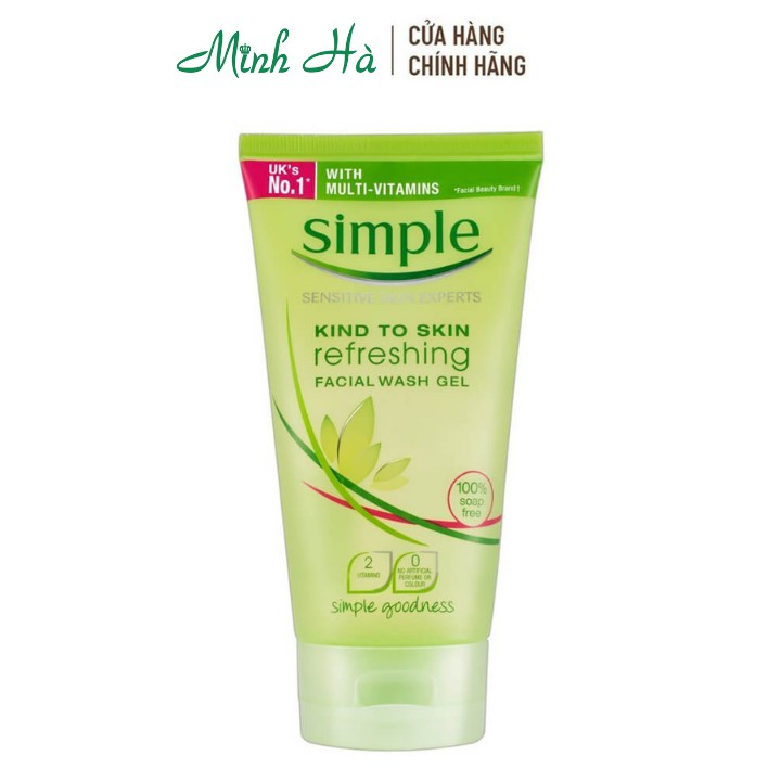Sữa rửa mặt Simple Kind To Skin Refreshing Facial Wash 150ml dành cho da nhạy cảm
