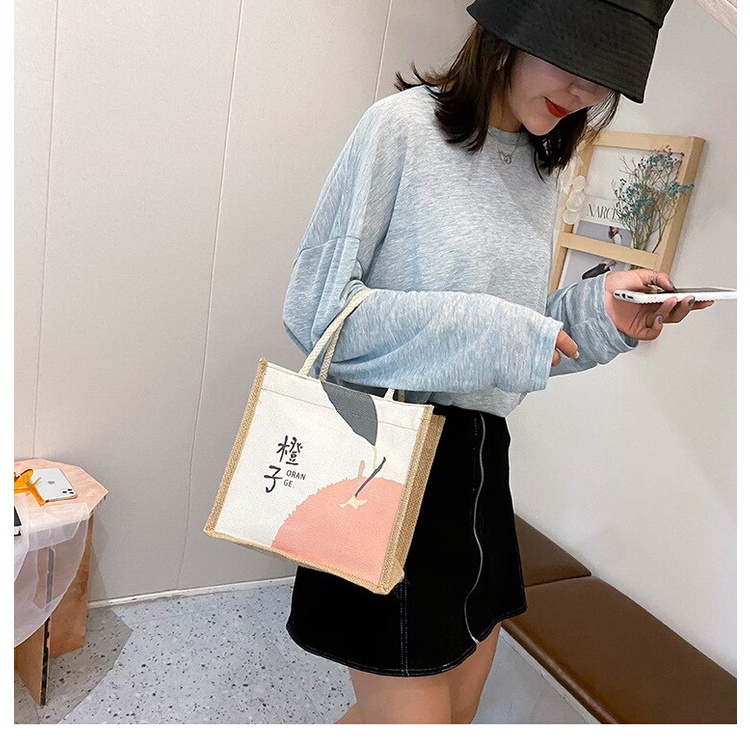 Túi Xách Đeo Vai JASMIN NOIR Chất Liệu Canvas Dáng Vuông Lớn Họa Tiết Dễ Thương Bắt Mắt