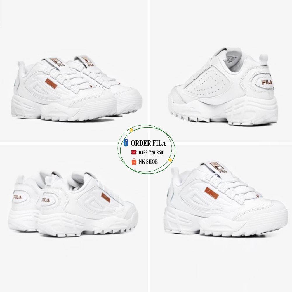 Giày Sneaker Thể Thao Nam Nữ FILA DISRUPTOR III WHITE LOGO GOLD Chính Hãng 100%