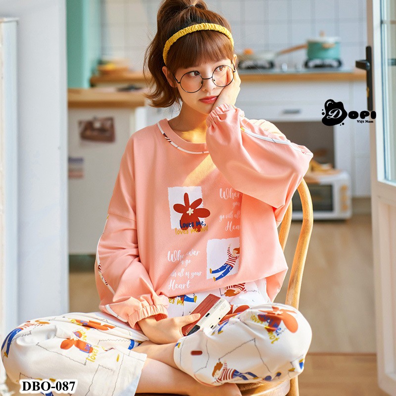 (DBO087) Đồ bộ mặc nhà thu đông dài tay cao cấp