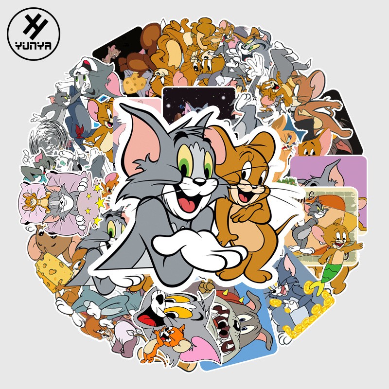 Set 50 sticker dán trang trí hình hoạt hình Tom &amp; Jerry