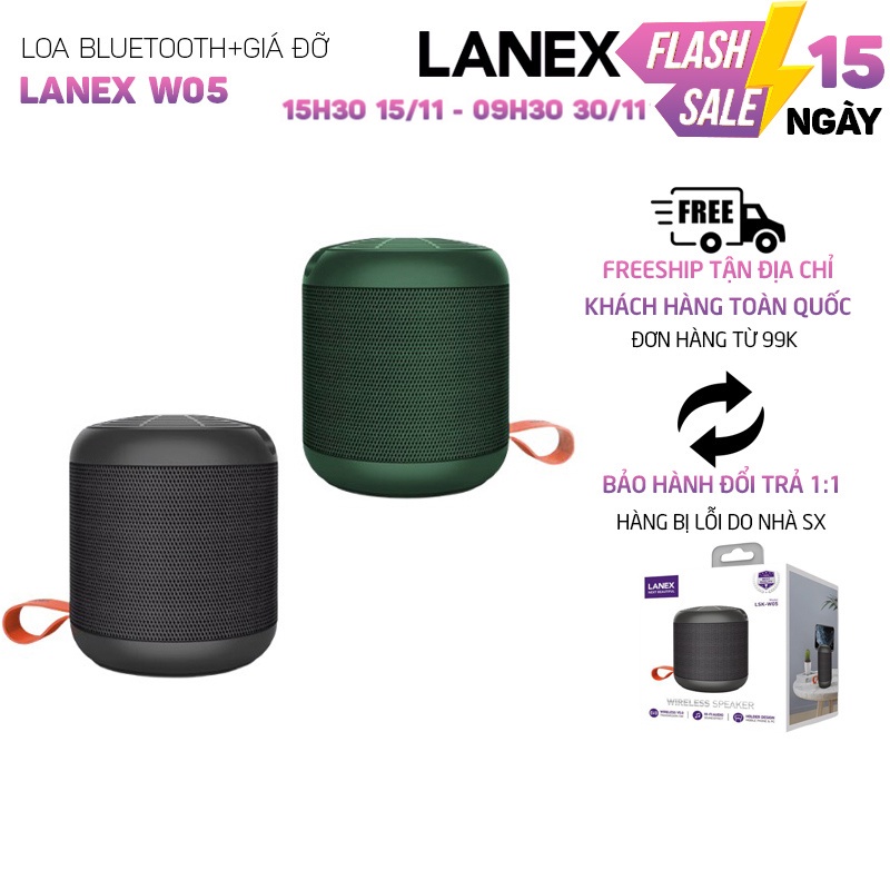 Loa Bluetooth LANEX LSK - W05 V5.0 nghe nhạc sống động, pin trâu