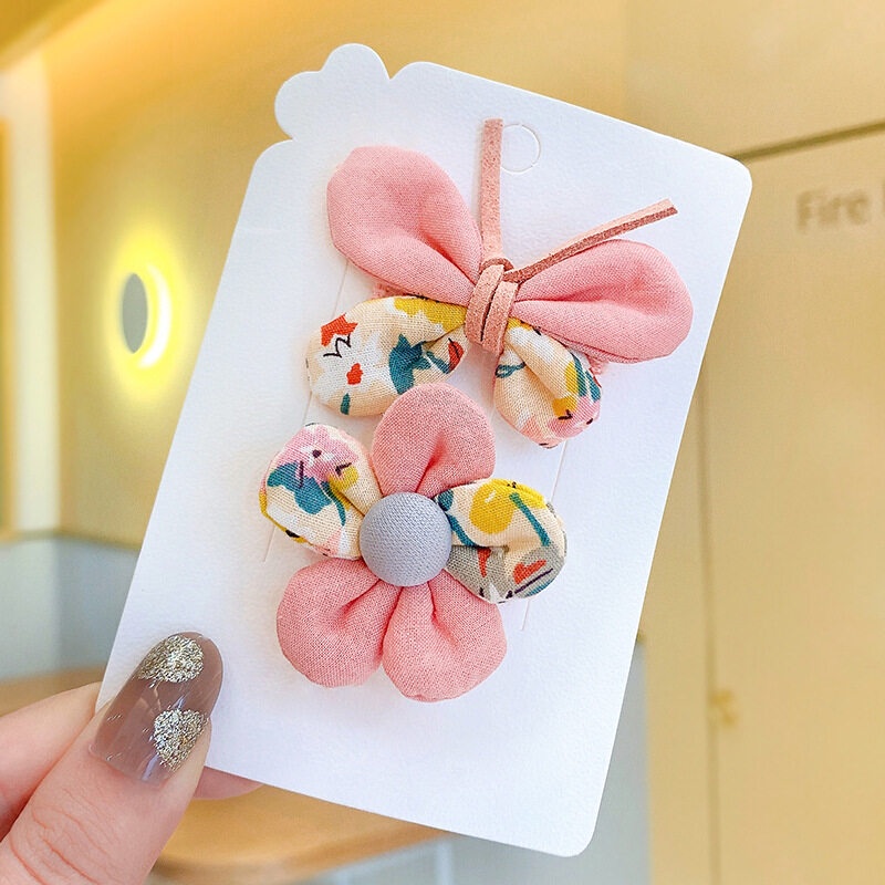 Set 2 Kẹp Tóc Hình Bướm/Hoa/Cánh Bướm Kiểu Hàn Quốc Đáng Yêu Dành Cho Bé Gái