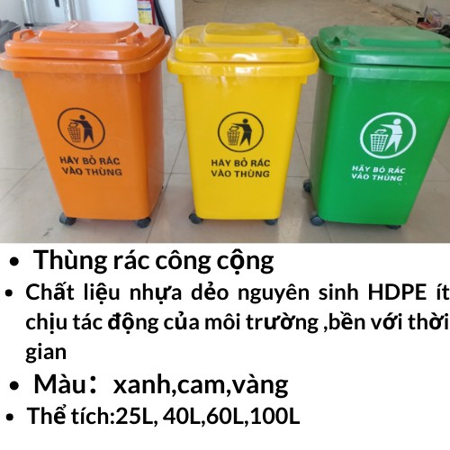 *GIẢM GIÁ SỐC*Thùng rác nhựa công cộng 120L, Thùng rác nhựa công nghiệp 120L, Thùng rác nhựa HDPE 120L có bánh xe