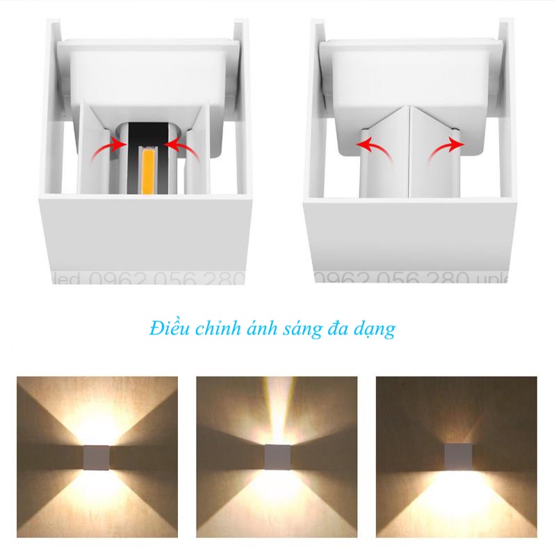 Đèn hắt sáng điều chỉnh tia sáng gắn tường ngoài trời chống nước hiện đại UPLED
