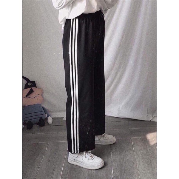Quần ống suông / Quần cullotes 3 sọc ống rộng Unisex siêu hot Q29