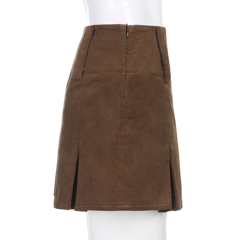 Brroa Chân Váy Mini Xếp Ly Lưng Cao Bằng Vải Nhung Kẻ Phong Cách Harajuku Cổ Điển Thập Niên 90 Dễ Thương Cho Nữ