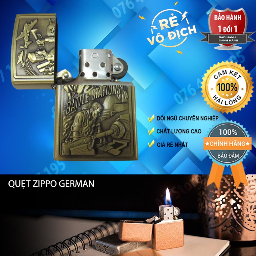 Bật lửa Zippo German khắc hình cao cấp - Màu bất kì