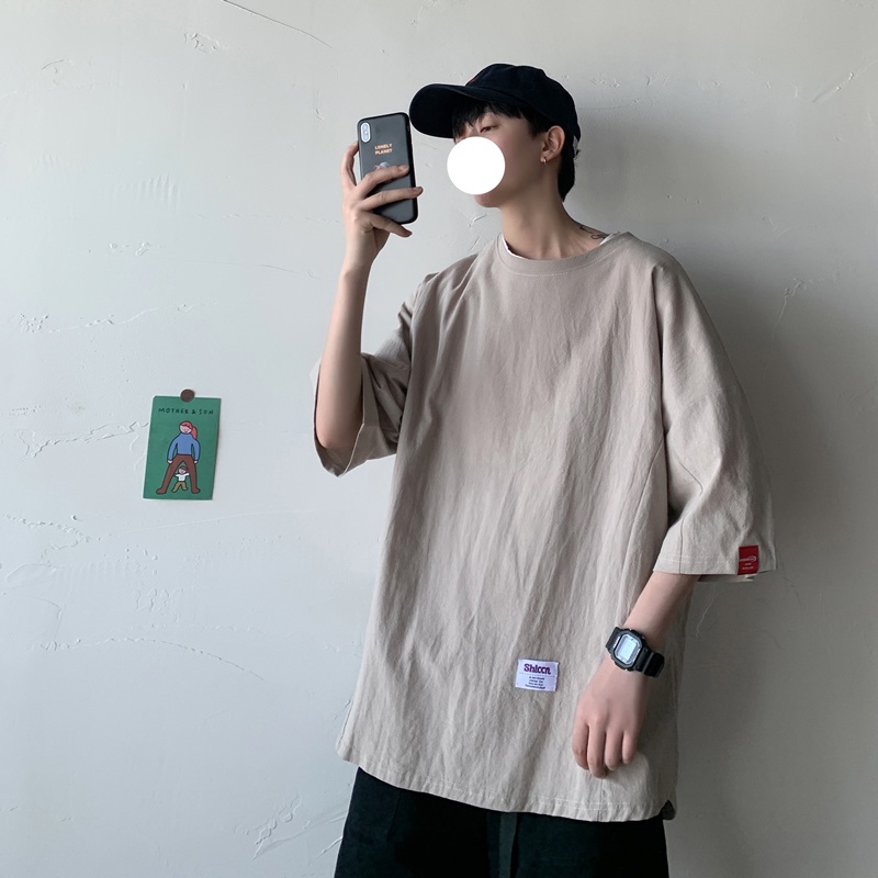 Áo thun IFNICEFUTURE tay ngắn dáng rộng size lớn vải thuần cotton màu trơn thời trang thường ngày cho cặp đôi