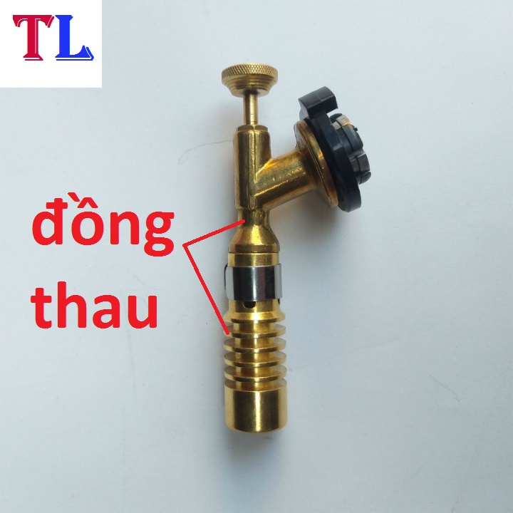 Đèn khò gas 1300 độ bằng đồng nguyên khối độ bền cao - đèn khò ga mini - khò lửa mini (kho gas oxy)