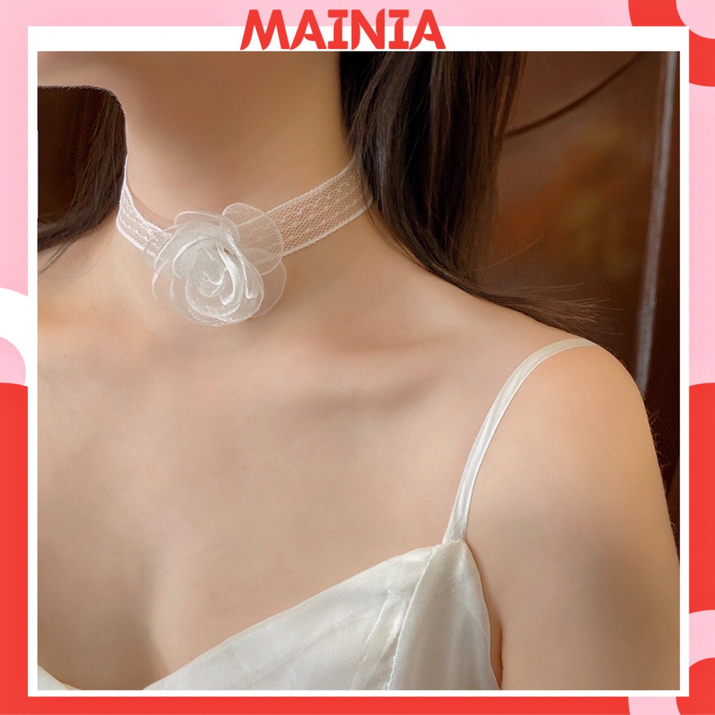 [ Siêu Xinh Y Hình] Choker Vòng Cổ Hoa Dây Cột Ren Trắng Siêu Xinh Dễ Thương Mainia Shop