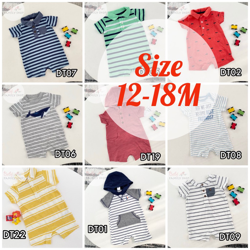 [Size 12-18M] Body đùi/ body cộc/ romper bé trai Carters/ Oldnavy - hàng xuất dư size 0-24M