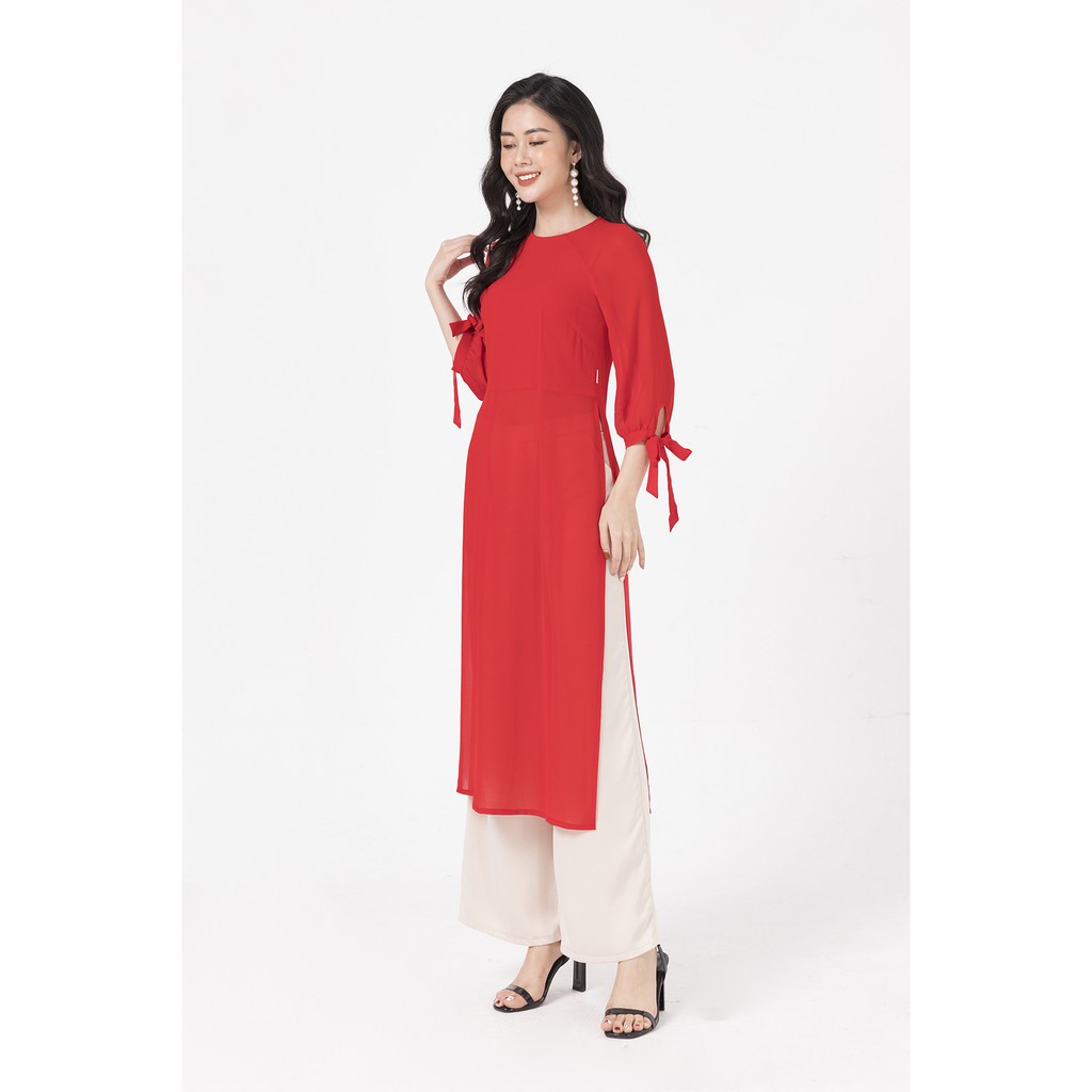 Áo Dài Cách Tân Tay Kiểu Bồng Vien Tran V61A19Q027