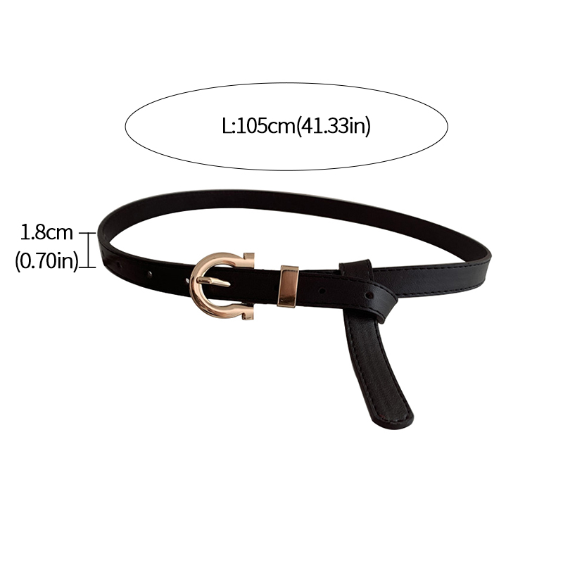 Dây nịt làm bằng da PU màu trơn khóa kim loại tròn dành cho phái đẹp