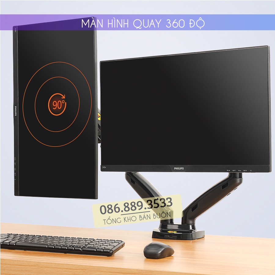 Giá Treo Màn Hình NB F160 17 - 19 - 24 - 27 Inch / Giá đỡ màn hình kẹp bàn F160