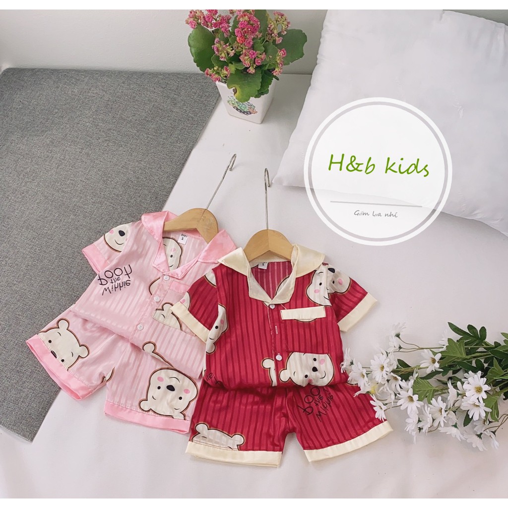 Bộ Pijama Lụa Cao Cấp Họa Tiết Hoạt Hình Dễ Thương Cho Bé 8-20Kg V298- Unchi Store