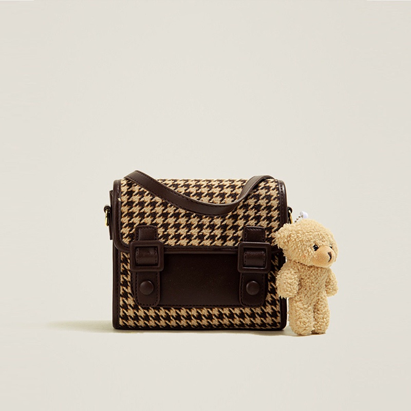 Túi đeo chéo IELGY họa tiết kẻ sọc phong cách retro thời trang cho nữ