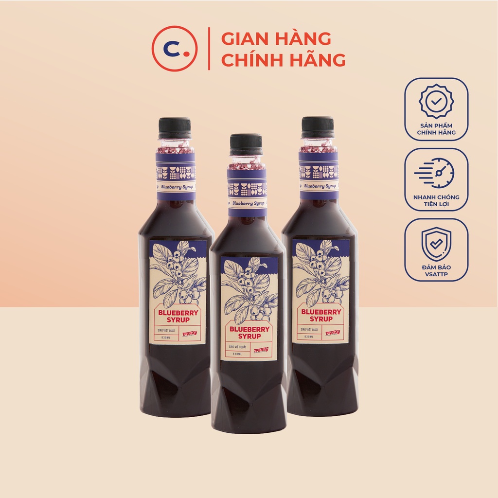 Syrup Trendy 830ml - Chuyên dùng cho pha chế đồ uống, trà sữa, trà hoa quả