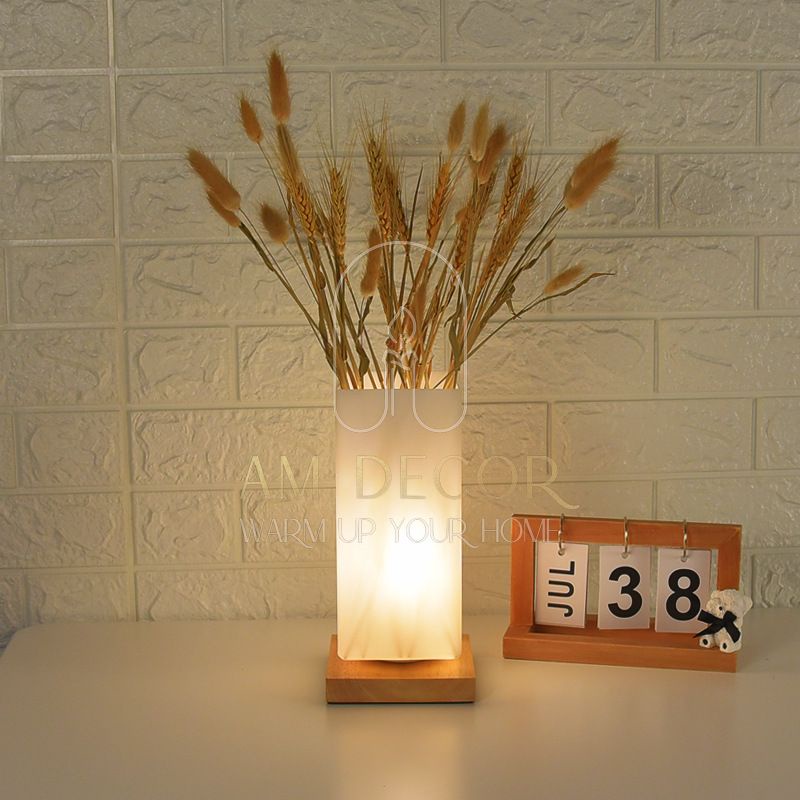Đèn ngủ bình hoa phong cách Nhật Bản LED điều chỉnh sáng 24x12cm decor trang trí phòng ngủ sang trọng - AM Decor