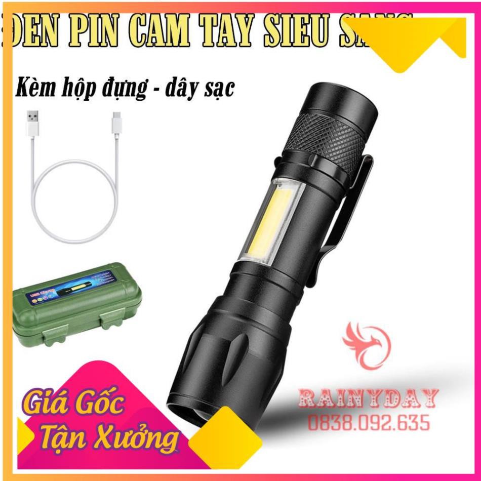 [XÃ KHO][RẼ XÓC NÓC] Đèn pin siêu sáng mini bin sạc điện usb bóng led xpe cob có zoom chống nước cầm tay chuyên dụng