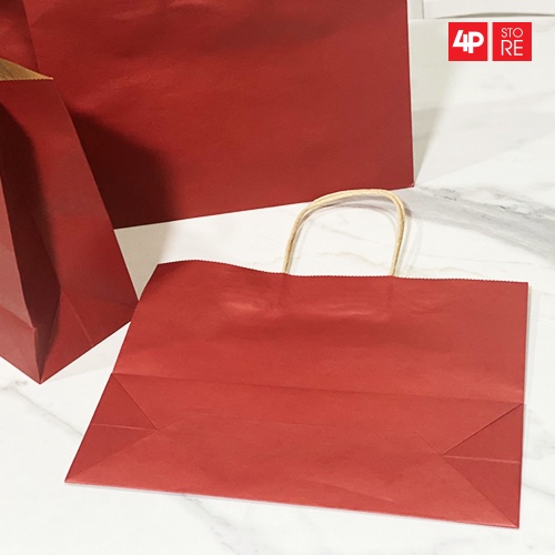 10 TÚI KRAFT ĐỎ ĐẬM NGANG 32X24X11CM  - HỎA TỐC