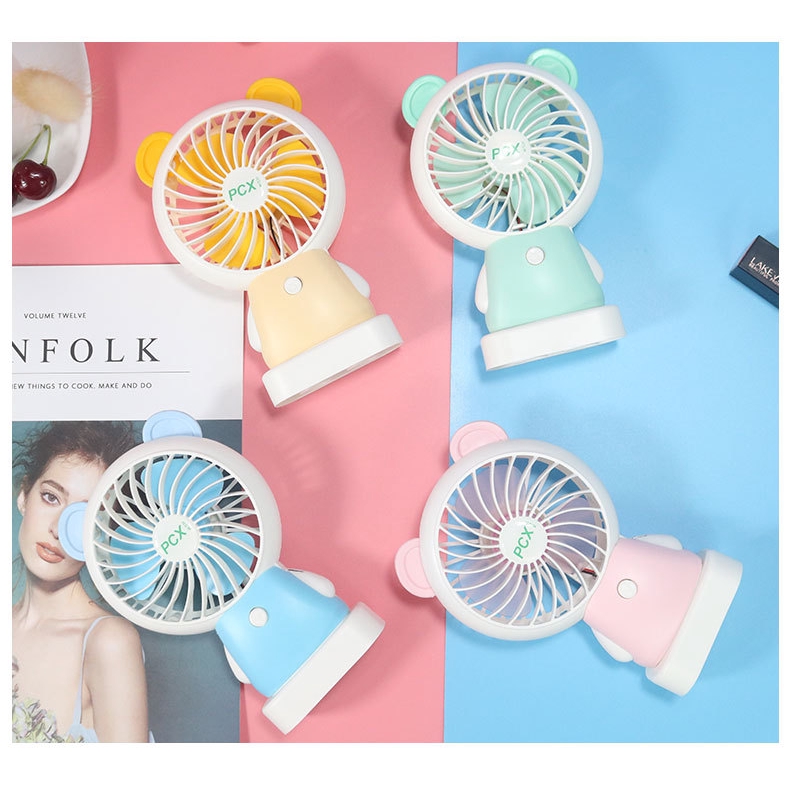 🌬Quạt mini tích điện cầm tay có đèn sáng, quạt để bàn có tai cute ( tặng kèm dây sạc) | BigBuy360 - bigbuy360.vn