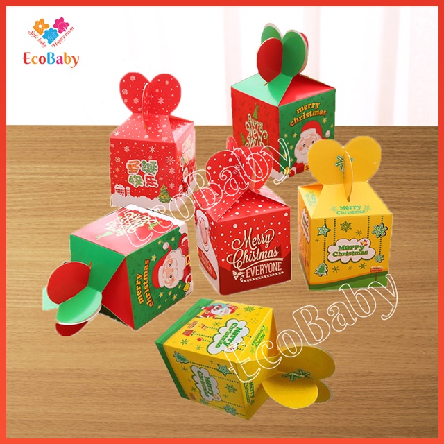 Combo 6 Hộp Giấy Đựng Quà Giáng Sinh Noel Dễ Thương - EcoBaby