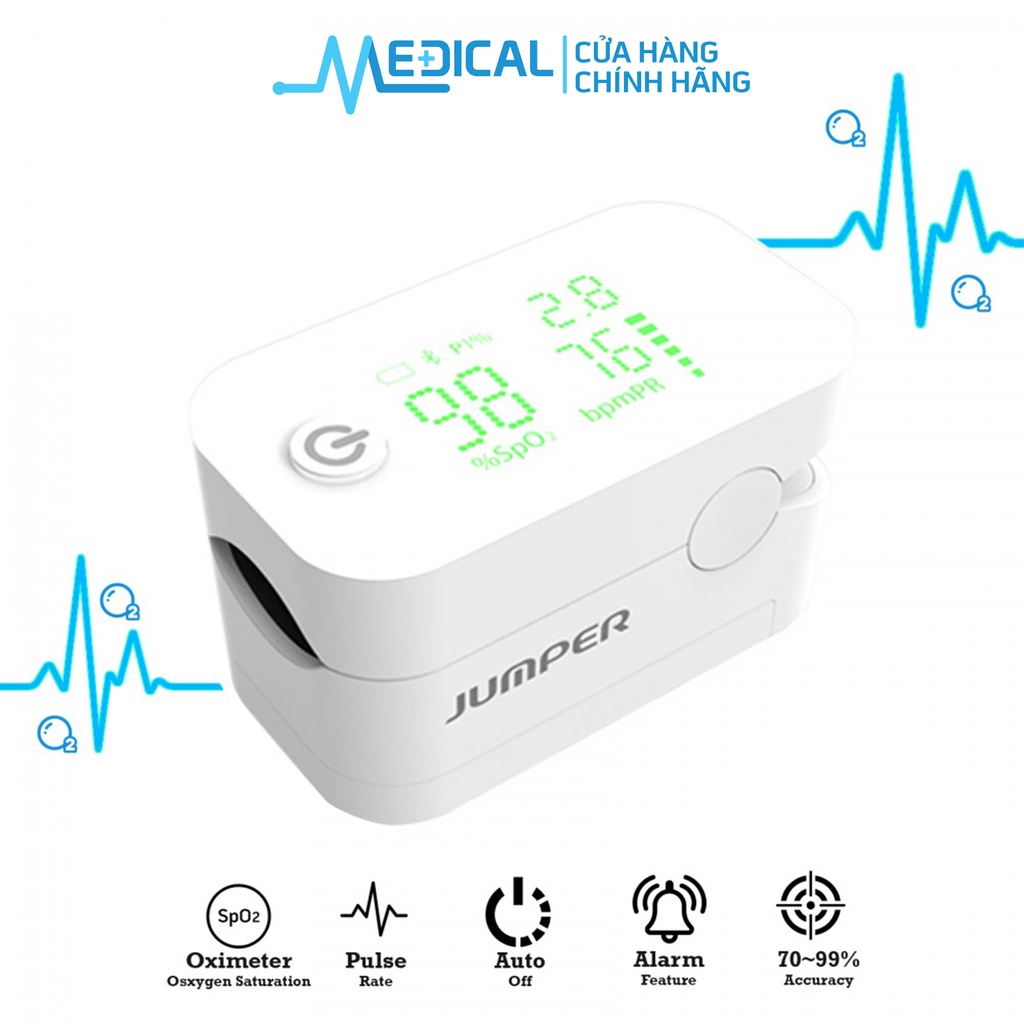 Máy đo nồng độ oxy máu SPO2, PR, PI JUMPER JPD-500G màn hình led kết nối bluetooth - MEDICAL