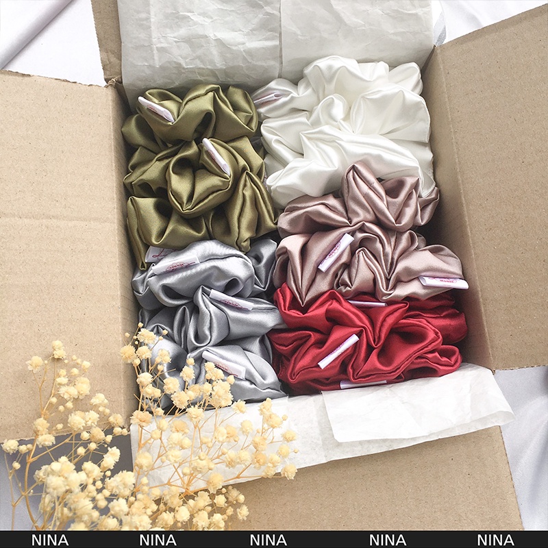 NINA - Dây chun buộc tóc Satin Scrunchies Handmade