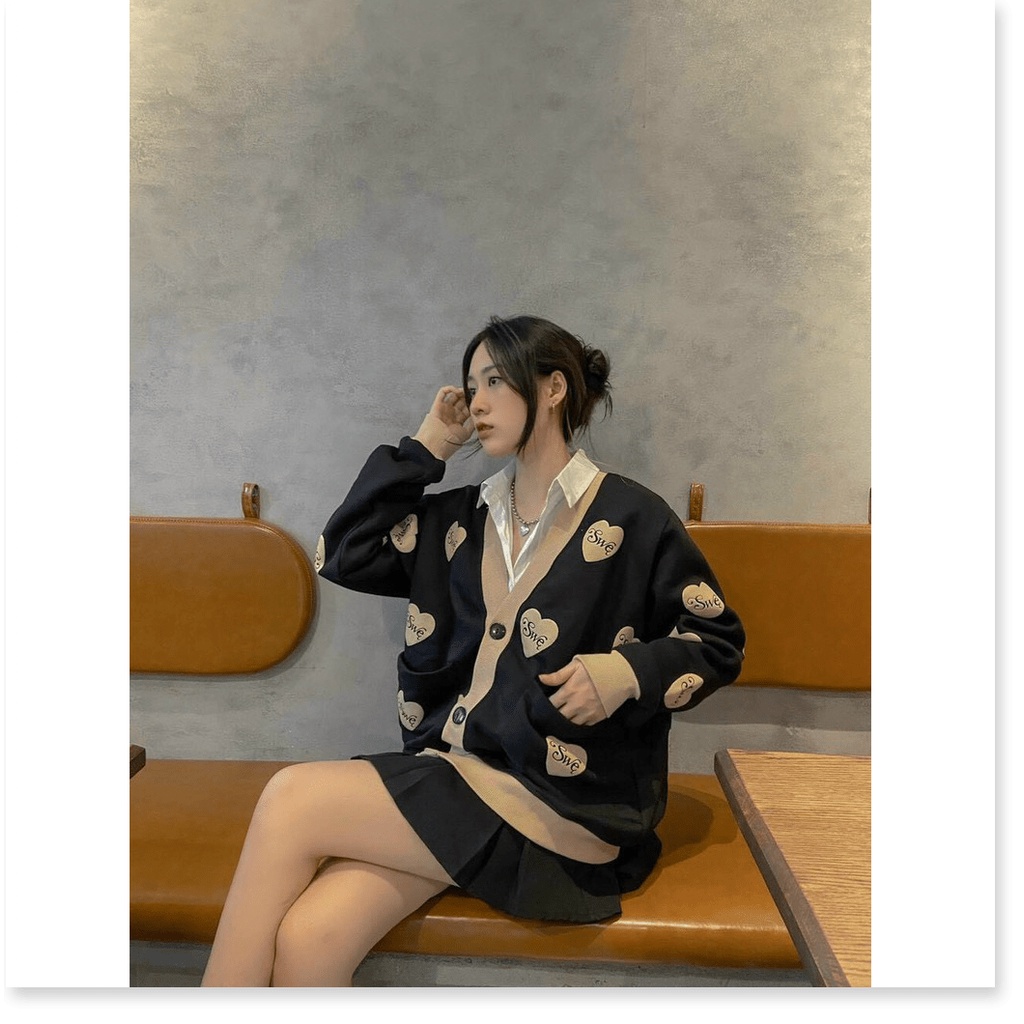 Áo khoác nỉ cardigan nữ hoạ tiết siêu xinh , hottrend 2021 KHANH AN