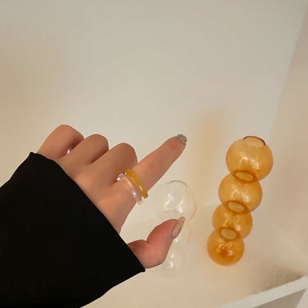 Nhẫn Nhựa Trong Suốt Nhiều Màu Sắc Phong Cách Hàn Quốc Cho Nữ