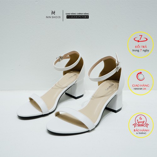 Sandal cao gót Nin shoes - Sandal nữ dáng basic 5cm gót vuông quai ngang mảnh bọc gót siêu xinh