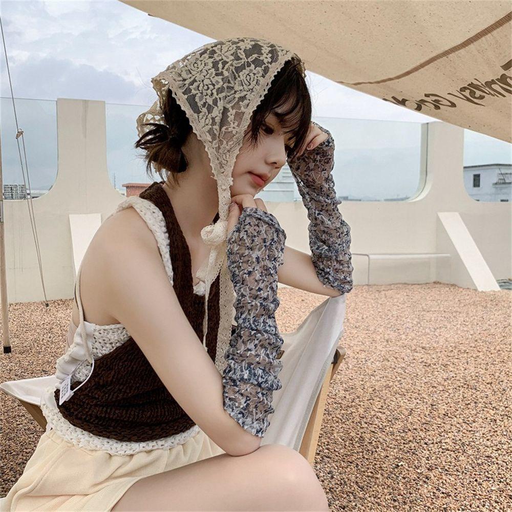 MUVAKO Găng Tay Chống Nắng Và Tia UV Bằng Lụa Lạnh Dáng Rộng Dành Cho Bạn Nữ Lái Xe Thể Thao Ngoài