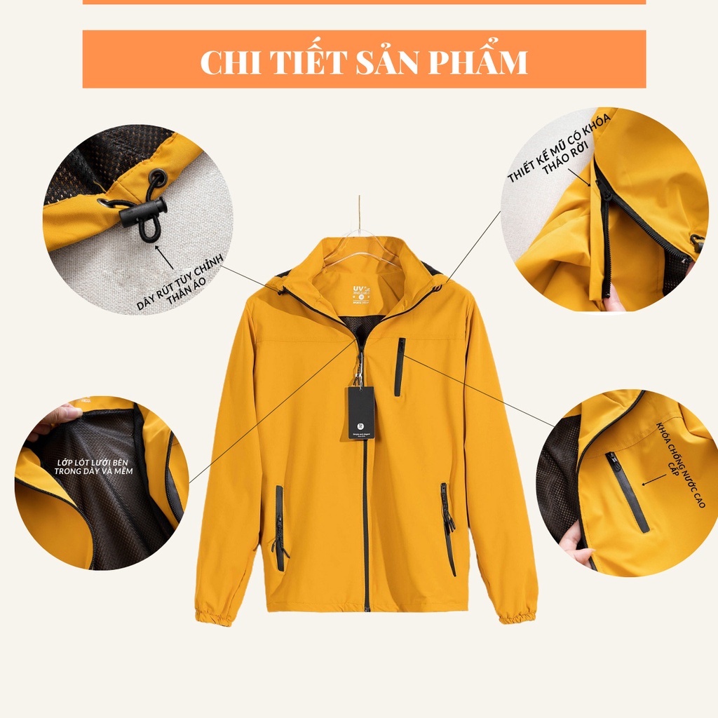 Áo khoác gió nam nữ cao cấp 2 lớp lót lưới form rộng chất liệu vải gió tráng bạc chống nước chống nắng tuyệt đối