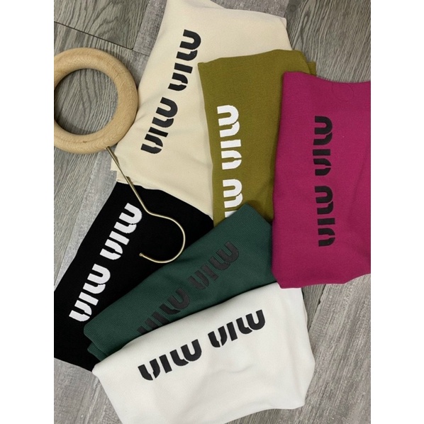 Áo thun gân len cổ lọ Miu miu , ngắn tay nhiều màu 🐝🐝🐝C87777