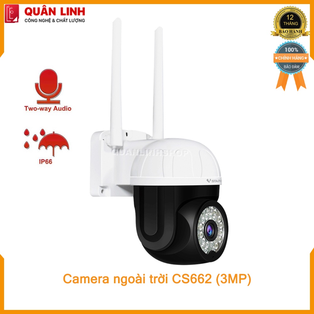 Camera ngoài trời Vstarcam CS662 Full HD 1296P (3MP), tích hợp AI, bảo hành 12 tháng