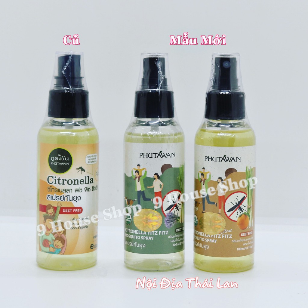 Xịt chống muỗi Citronella Phutawan Thái Lan 100ml - An toàn cho bé & phụ nữ có thai