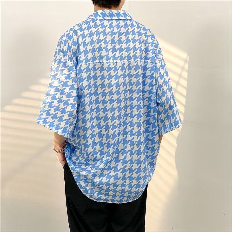 Áo Sơ Mi Tay Ngắn Dáng Rộng Sọc Ca Rô Thời Trang Trẻ Trung Cho Nam