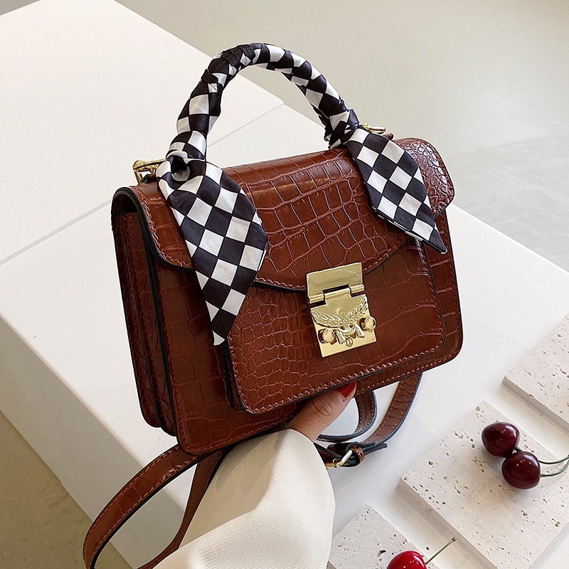 IELGY Túi Đeo Vai Vân Da Cá Sấu Bằng Lụa Thời Trang Cho Nữ