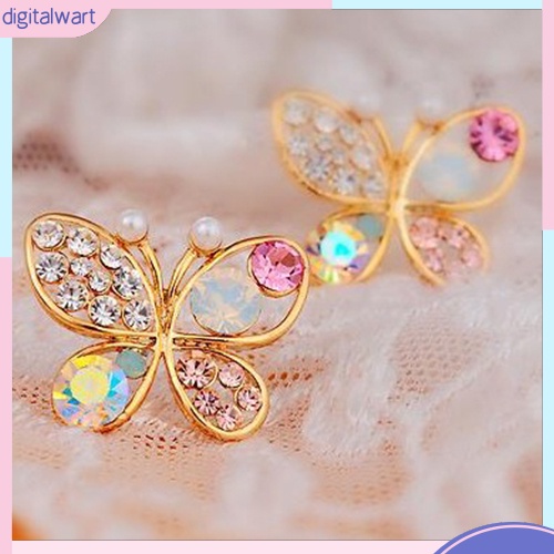 Cặp khuyên tai hình bươm bướm đính đá quý nhân tạo nhiều màu sắc cá tính dành cho nữ