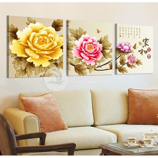 Tranh tráng gương khung compozit 40x60cm x 3 tranh - hoa thư pháp