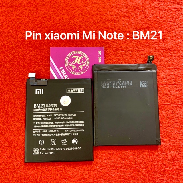 Pin xiaomi redmi note zin - kí hiệu trên pin BM21