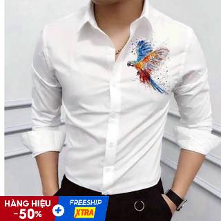 Áo Sơ Mi Nam Hàn Quốc Dài Tay Chất Lụa Họa Tiết