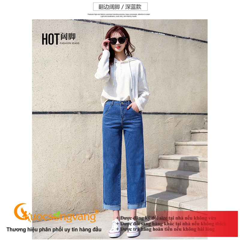 Quần nữ ống đứng quần jean nữ ống suông màu xanh đen GLQ067 Cuocsongvang
