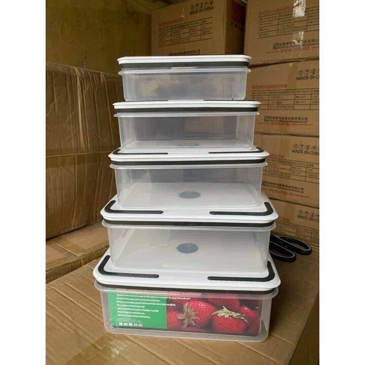Hộp đựng thực phẩm 5 món để tủ lạnh có nắp kín