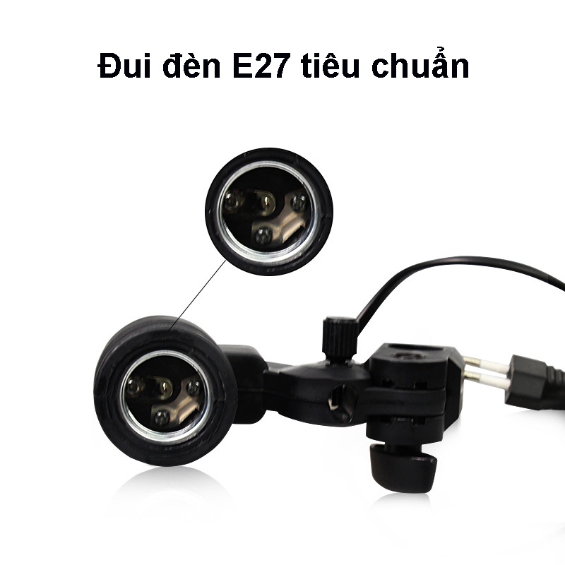 Đui đèn E27 kiêm đế đỡ bóng đèn chụp ảnh dùng cho các studio với phích cắm EU tiện dụng